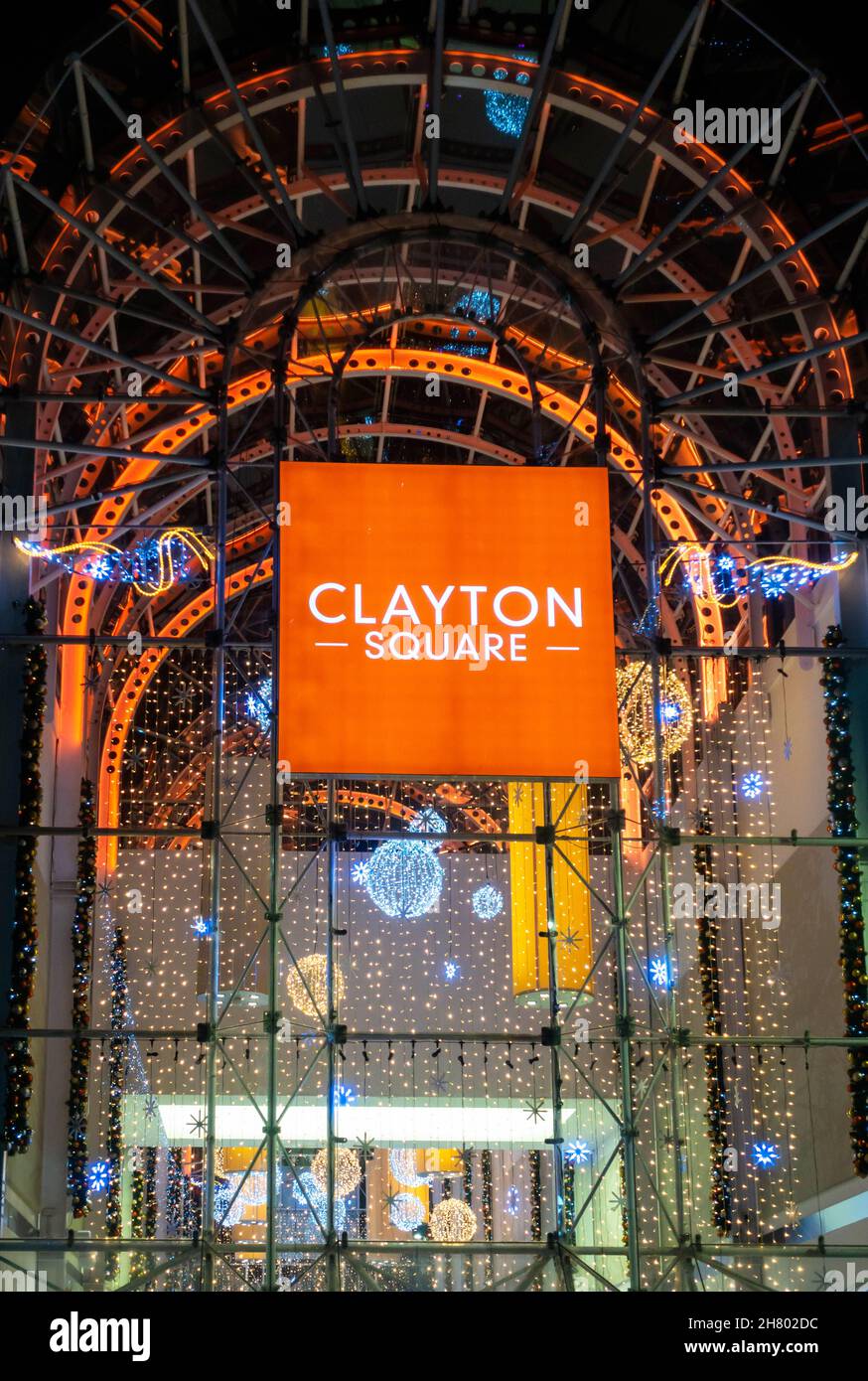 Entrance to Clayton Square in Liverpool City Centre with Christmas