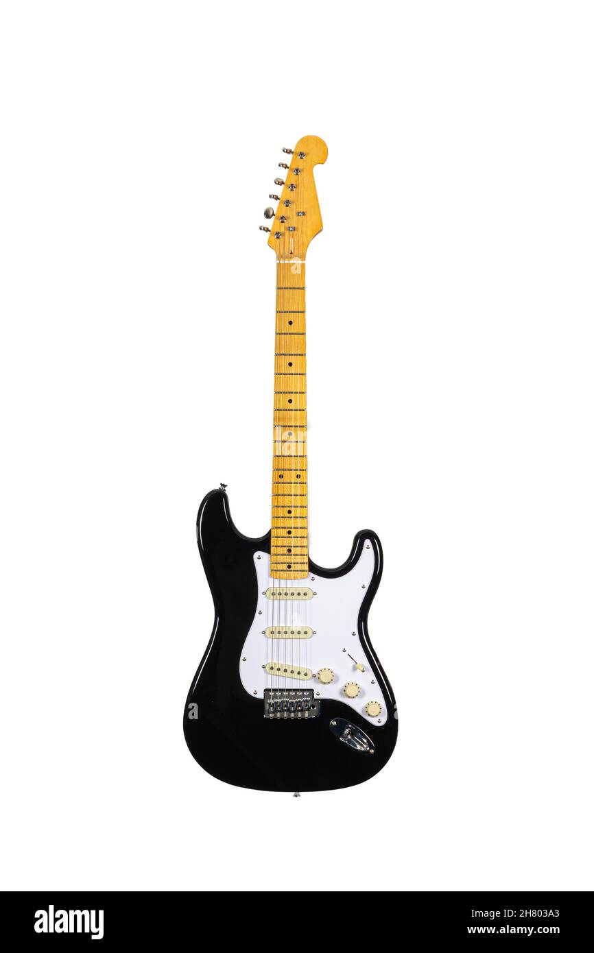 black Electric guitar isolated over white background Stock Photo - Alamy