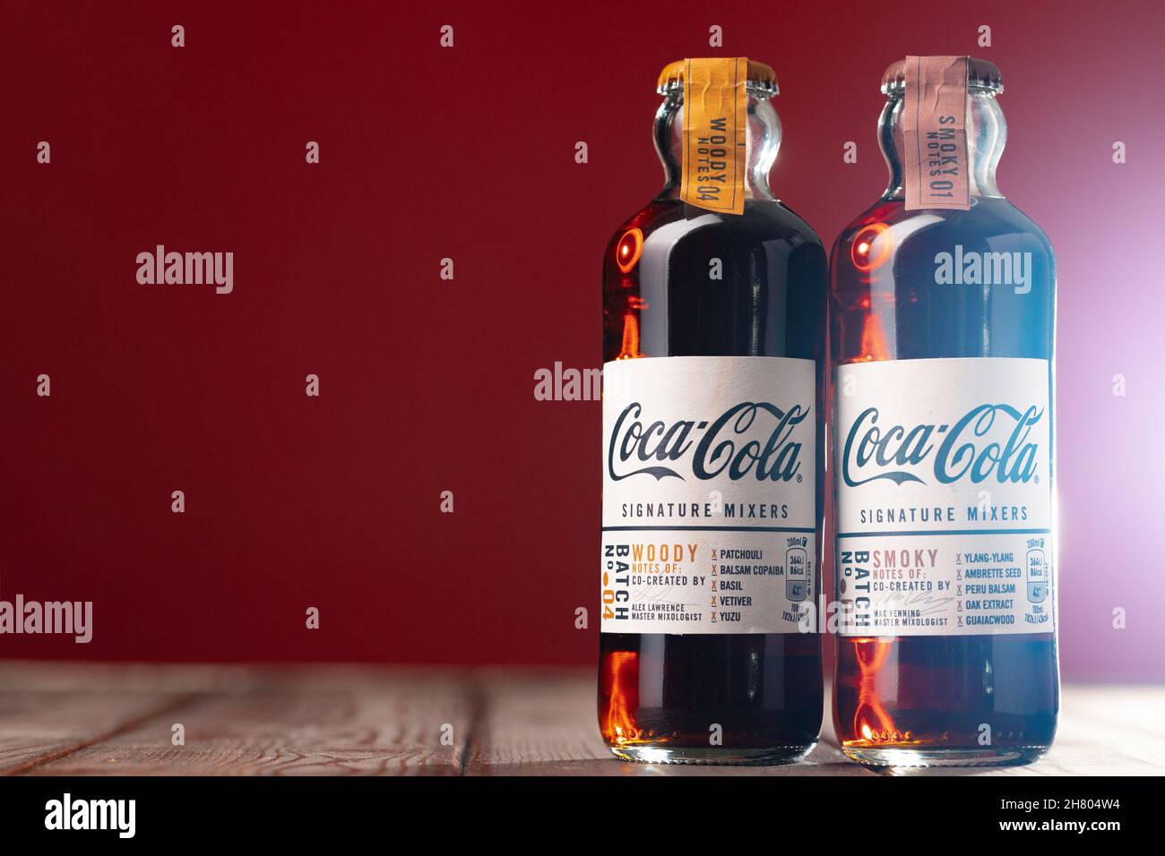 KRASNODAR, RUSSIA OCTOBER 12, 2020 Glass bottle of CocaCola