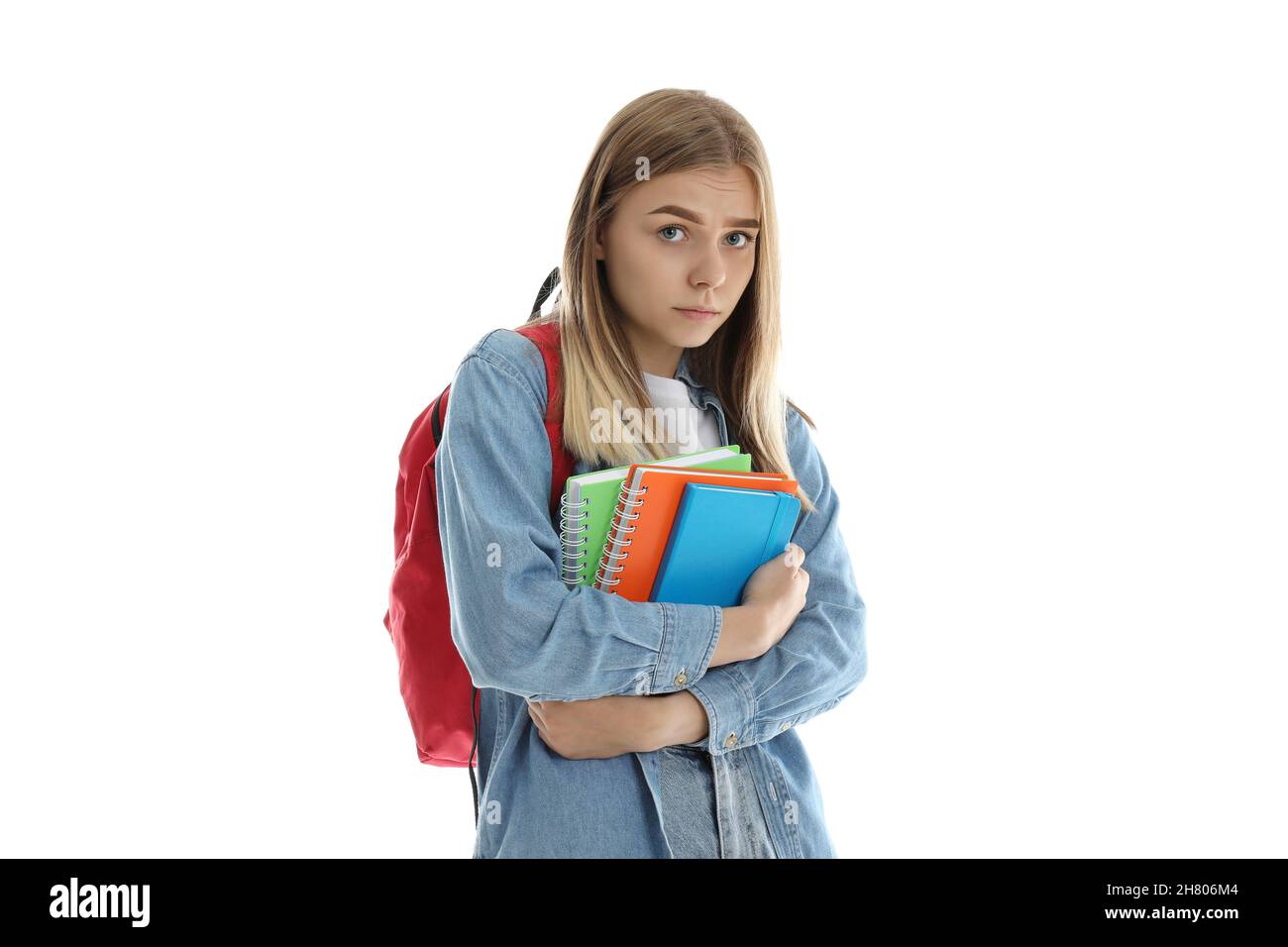 Attractive student girl isolated on white background Stock Photo - Alamy