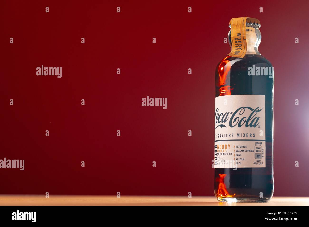 KRASNODAR, RUSSIA OCTOBER 12, 2020 Glass bottle of CocaCola