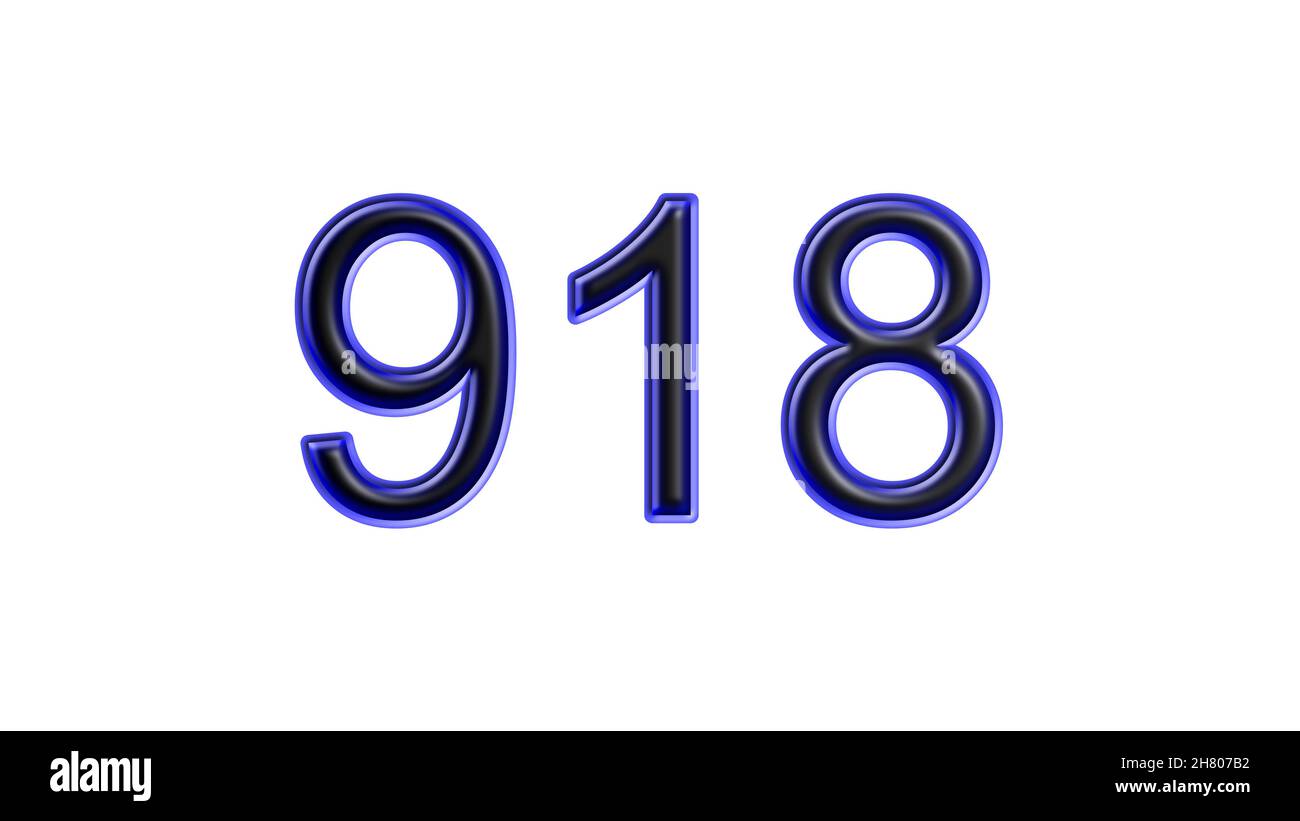 blue 918 number 3d effect white background Stock Photo - Alamy