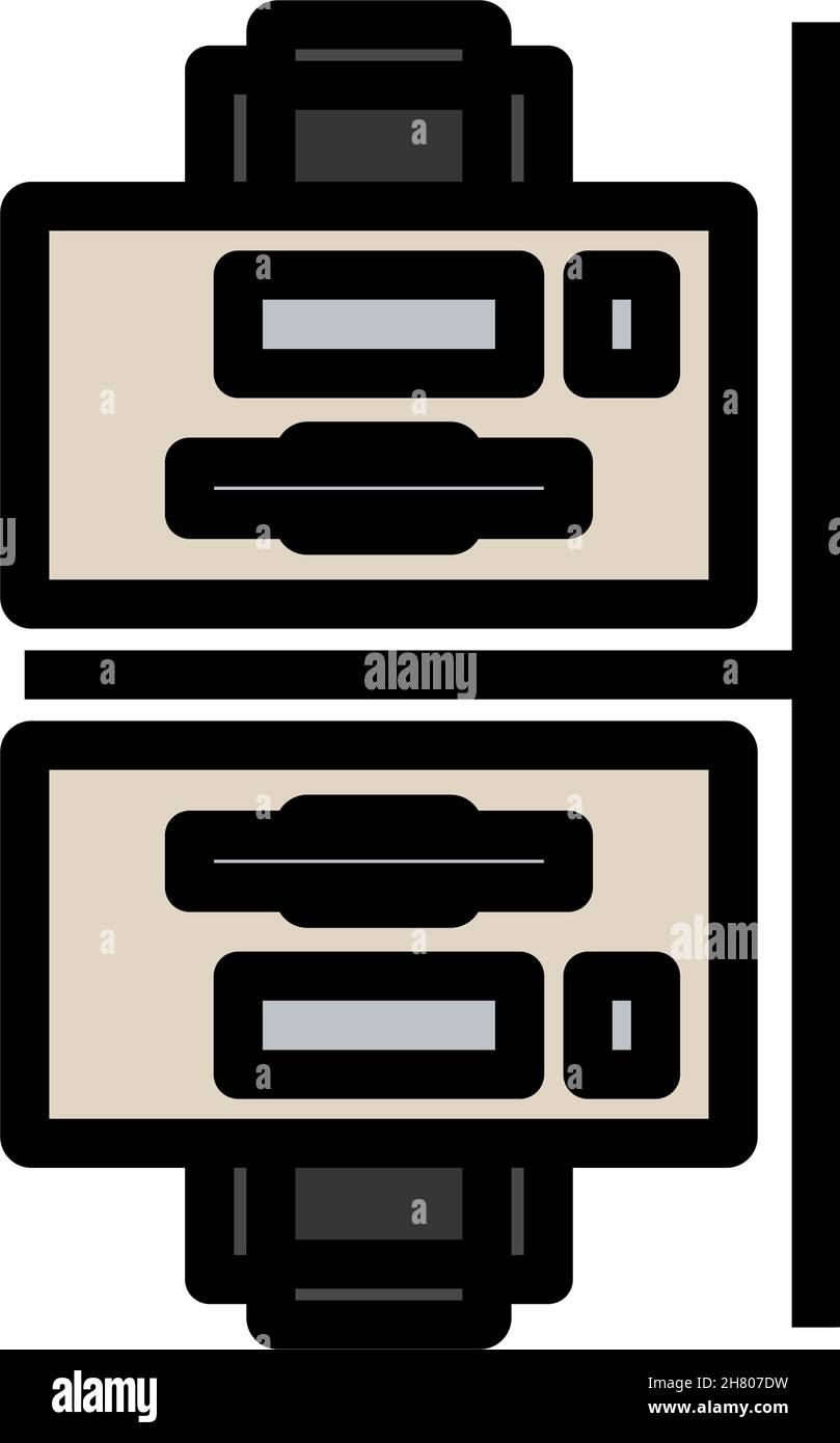 Office Table Top View Icon. Editable Bold Outline With Color Fill ...