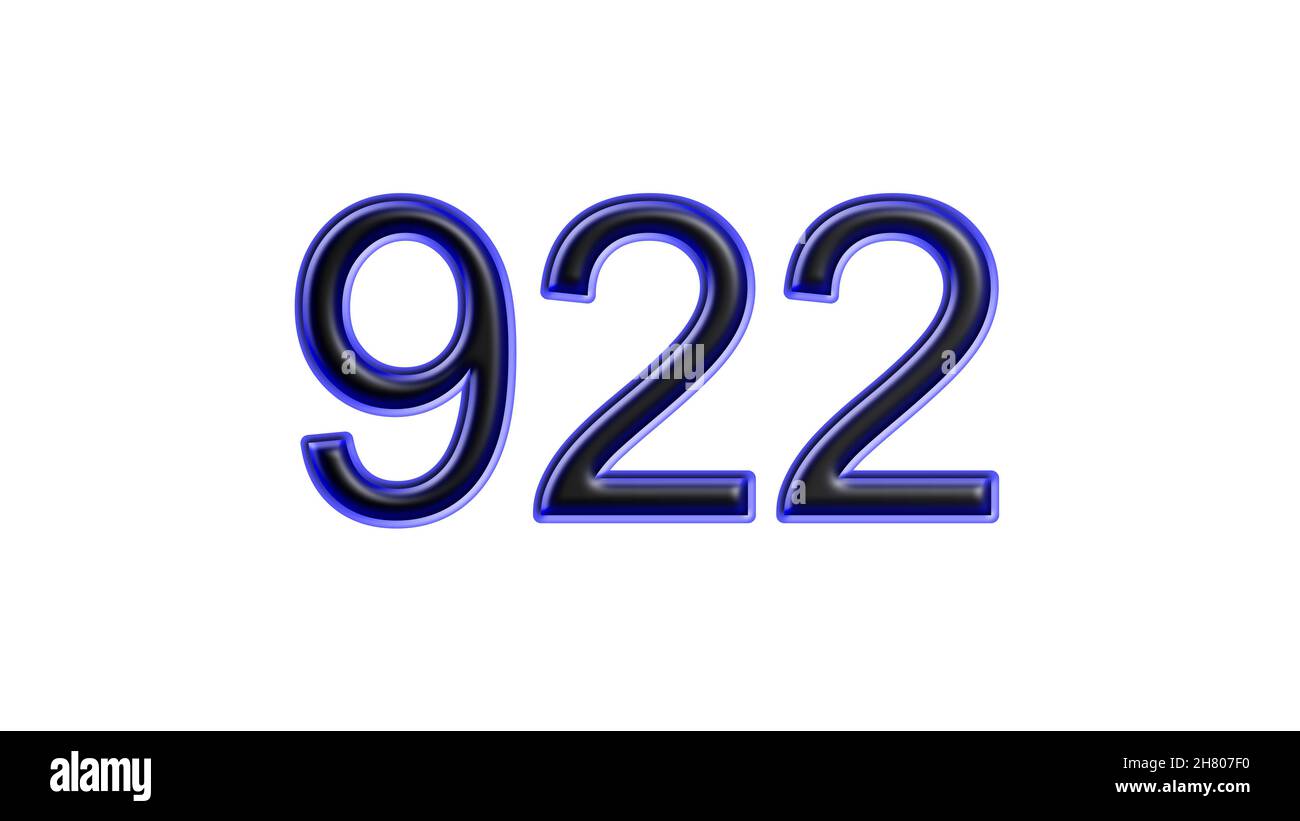 blue 922 number 3d effect white background Stock Photo - Alamy