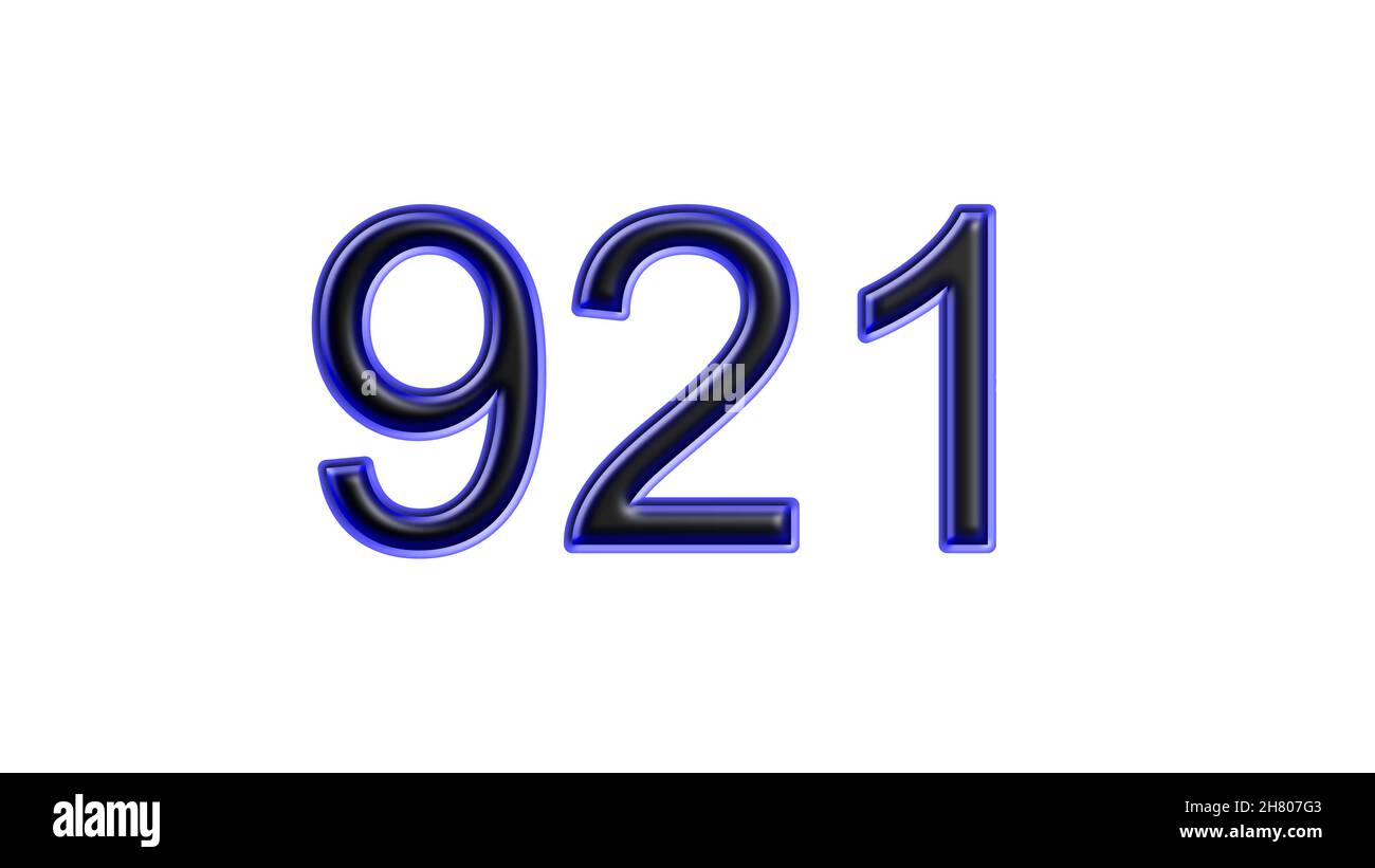 blue 921 number 3d effect white background Stock Photo - Alamy