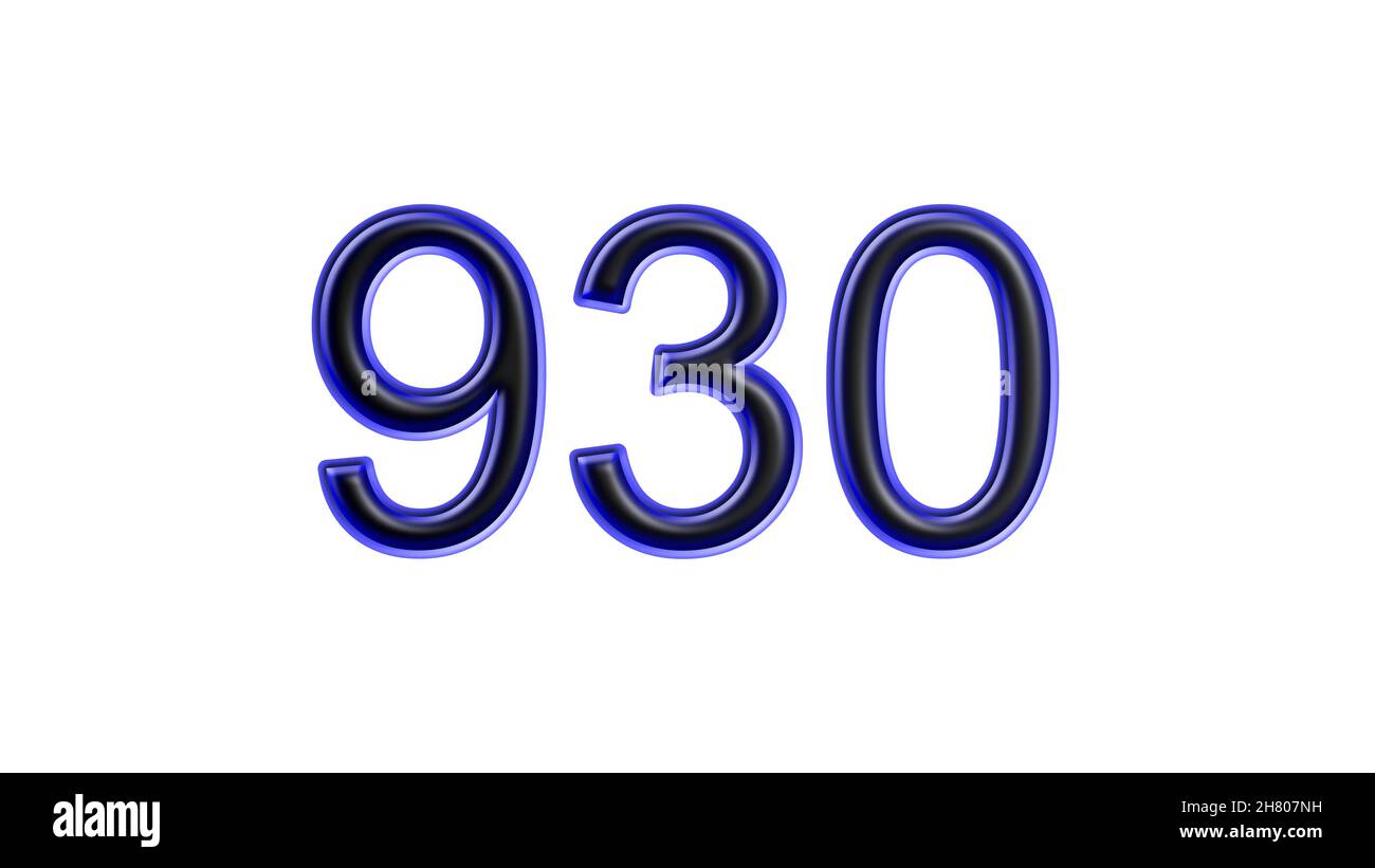 blue 930 number 3d effect white background Stock Photo - Alamy