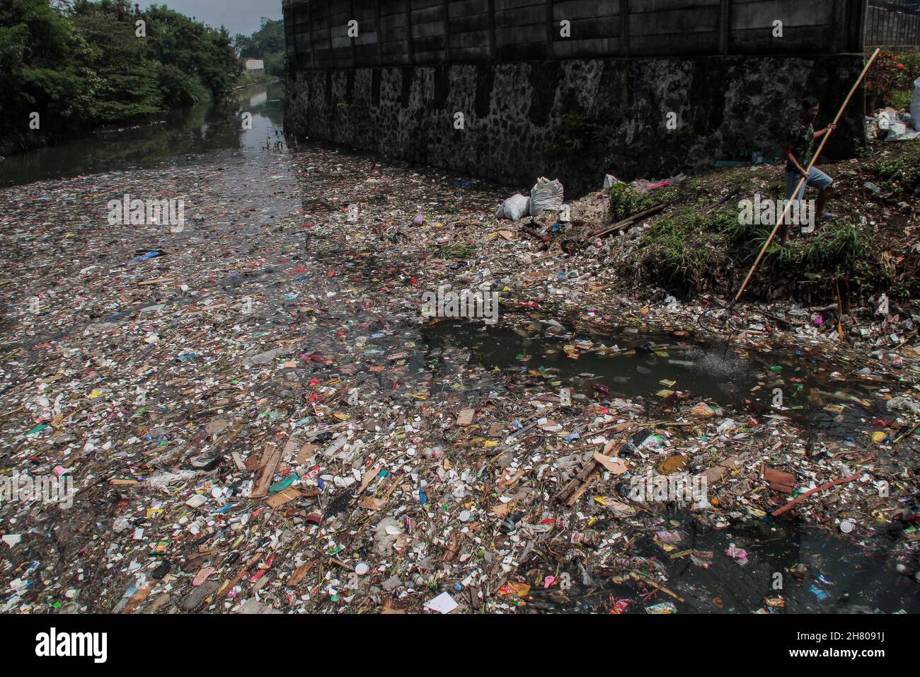 Bandung, Indonesia. 26th Nov, 2021. Plastic waste seen piling up in the