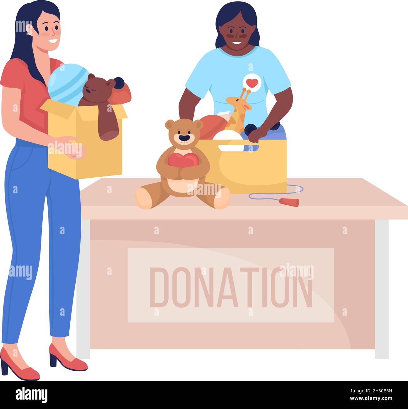 Volunteer greet woman semi flat color vector character Stock Vector