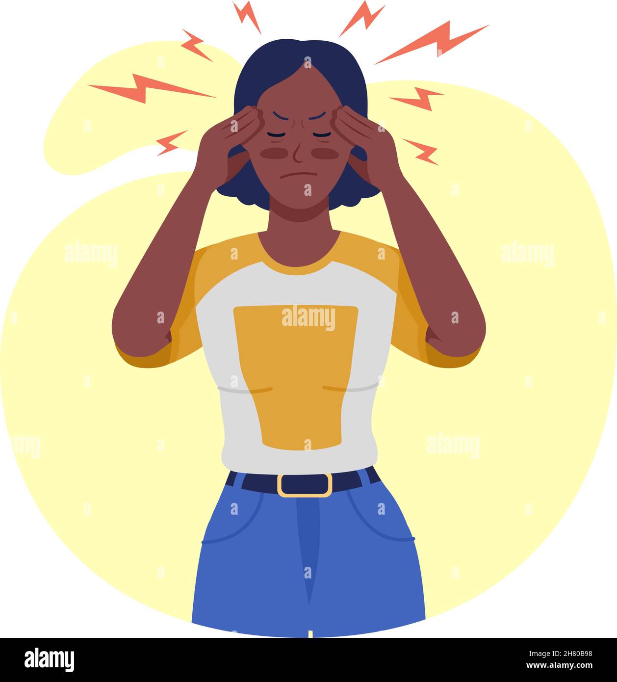 Woman with migraine semi flat color vector character Stock Vector Image ...