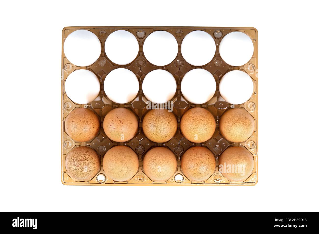 Plastic tray of eggs isolated on white Stock Photo - Alamy
