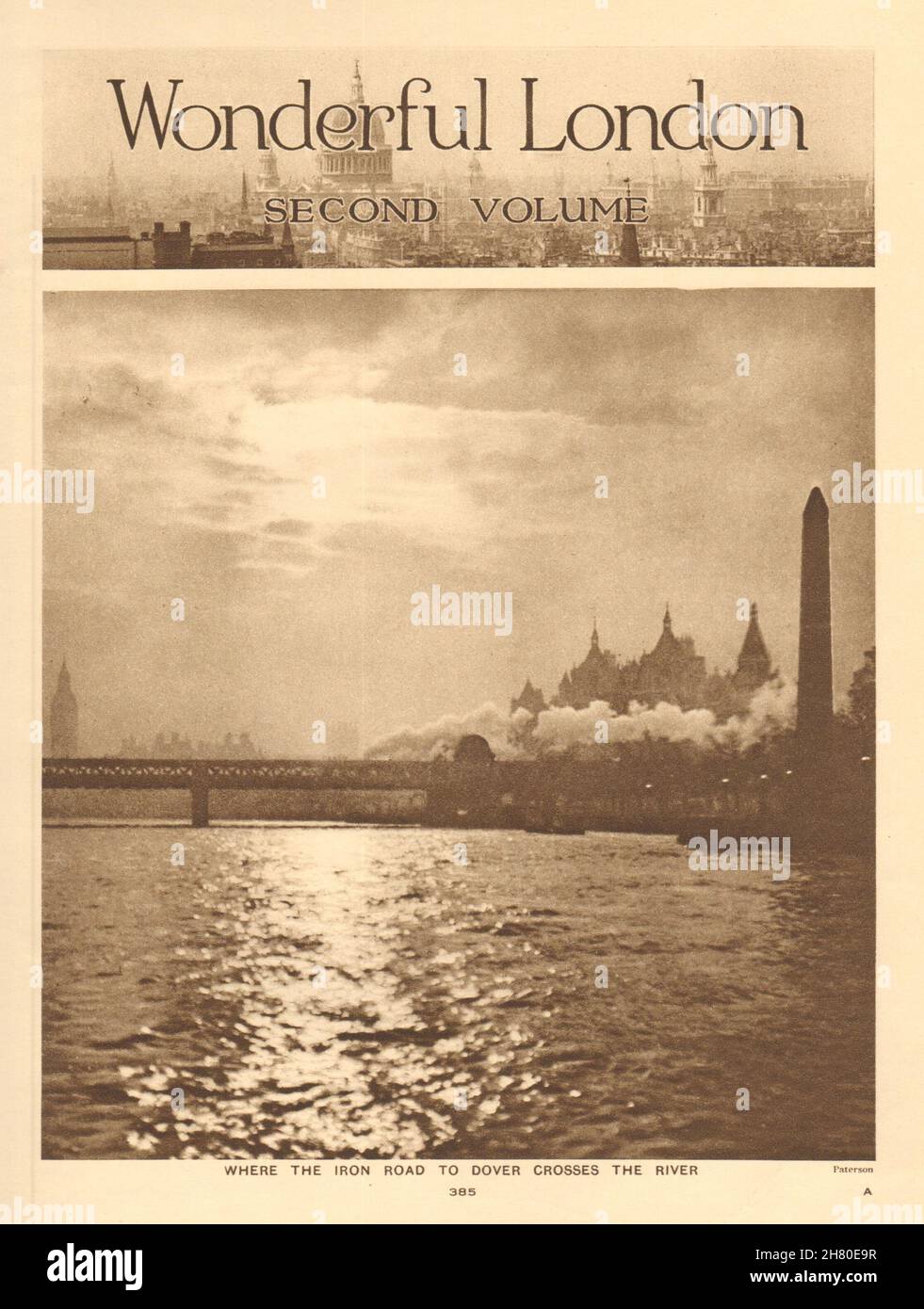 Where the railway to Dover crosses the Thames river 1926 old vintage print Stock Photo