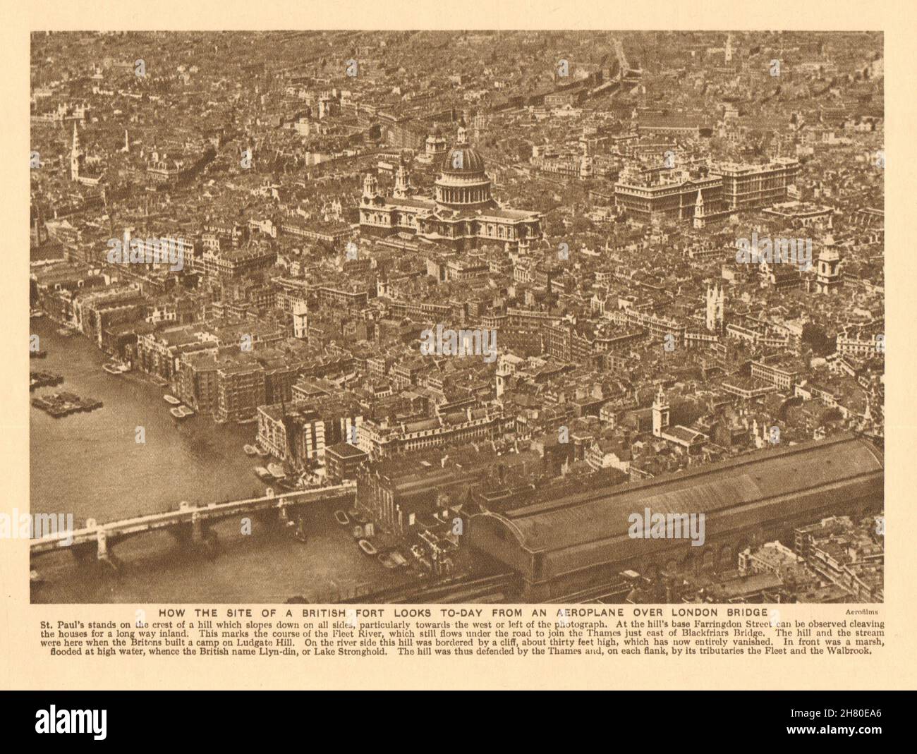 The City of London seen from the air. Pre World War 2 1926 old vintage print Stock Photo