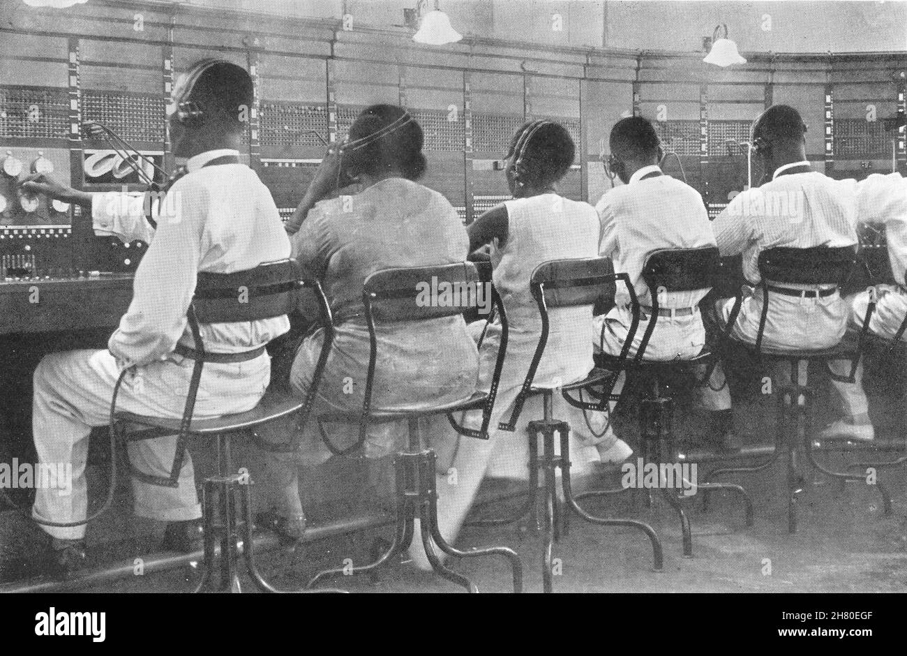 NIGERIA. Lagos Telephone Exchange 1936 old vintage print picture Stock Photo