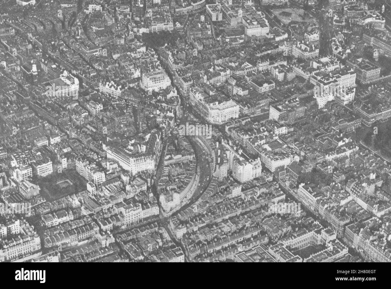 CENTRAL LONDON. Burlington House to Trafalgar Square as aircraft sees it 1926 Stock Photo