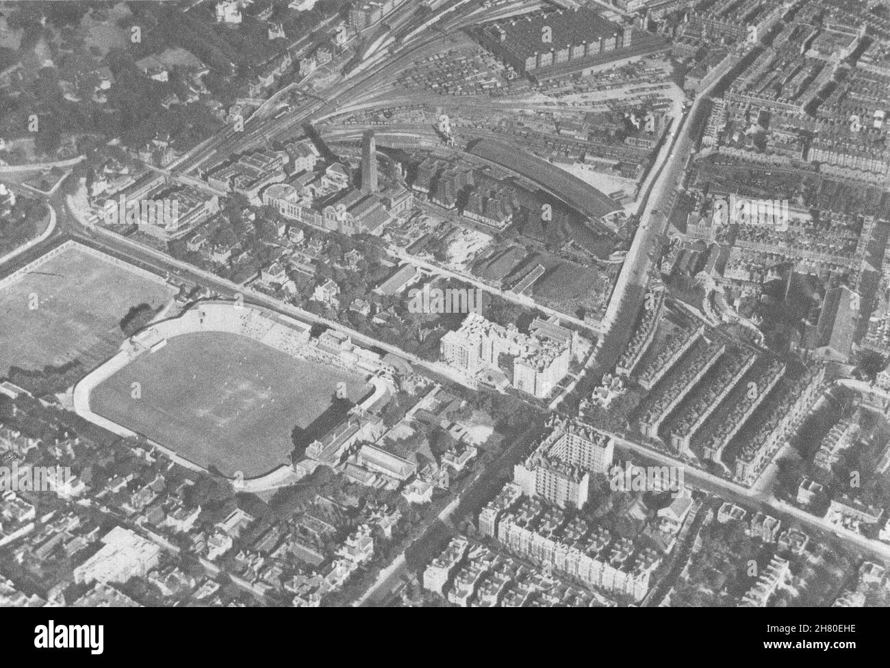 MARYLEBONE ST JOHN'S WOOD. Aerial view of Lord's cricket ground. 1926 print Stock Photo