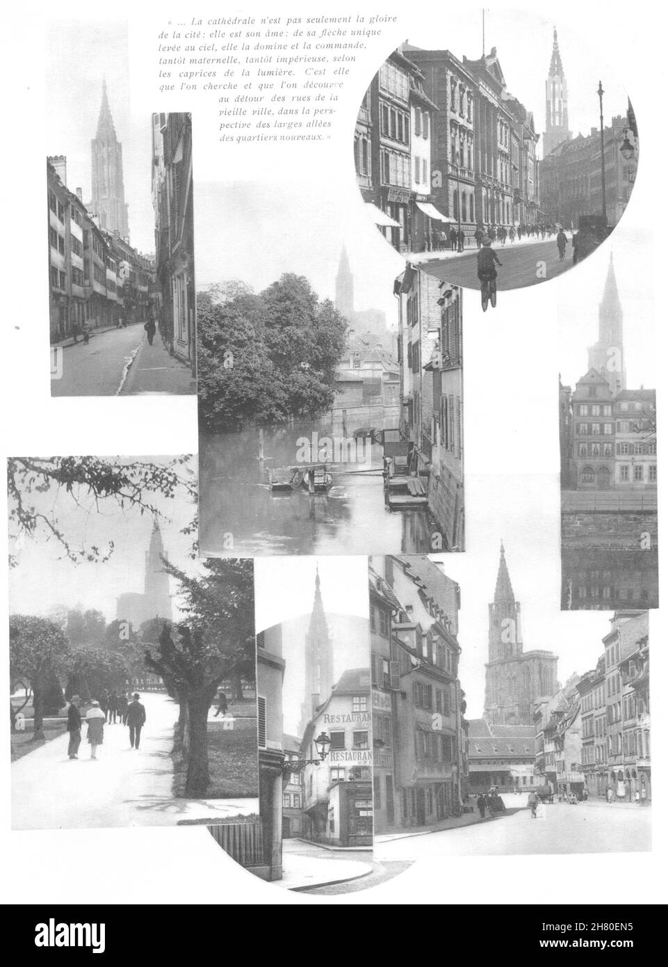 BAS-RHIN. Cathedrale; Allées des quartiers nouveaux 1929 old vintage print Stock Photo