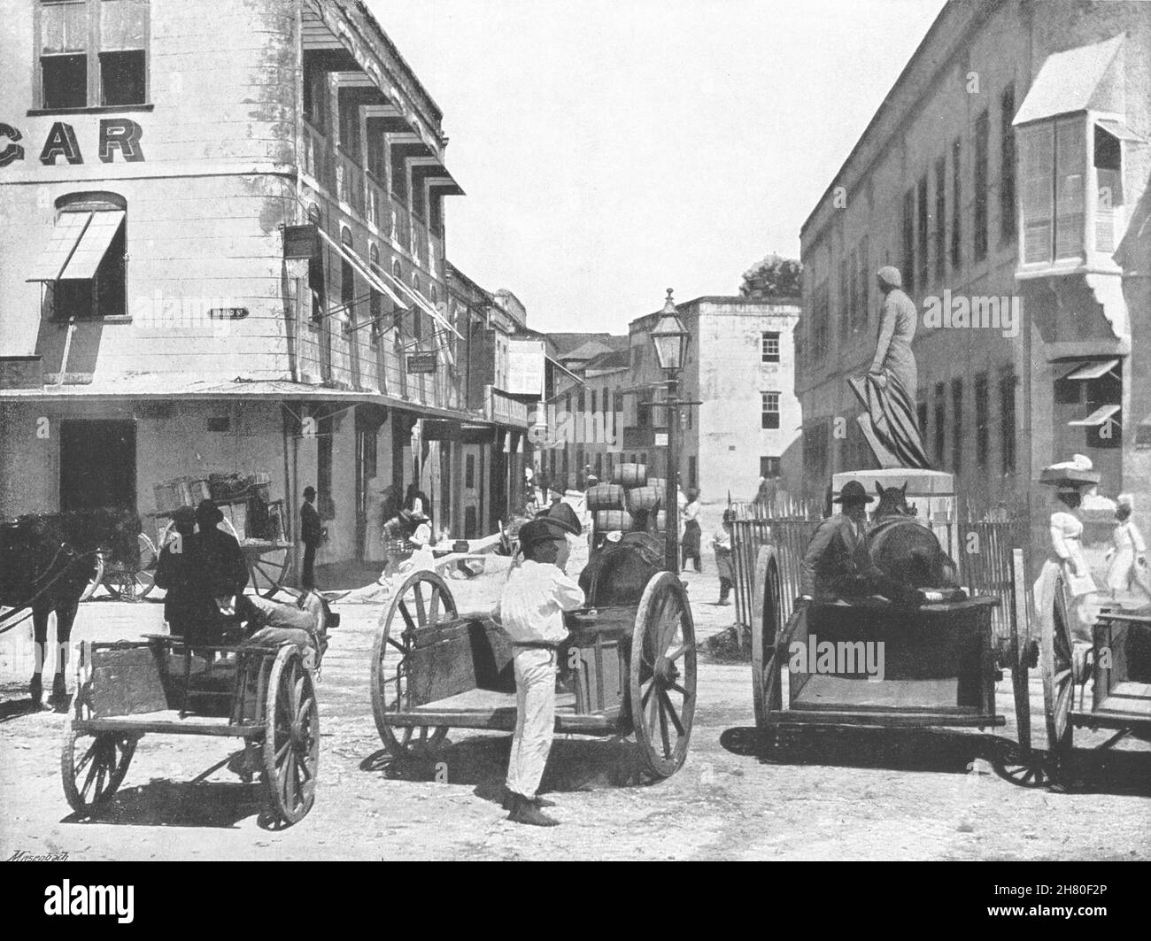 WEST INDIES. Barbados- High street, Bridgetown 1895 old antique print picture Stock Photo