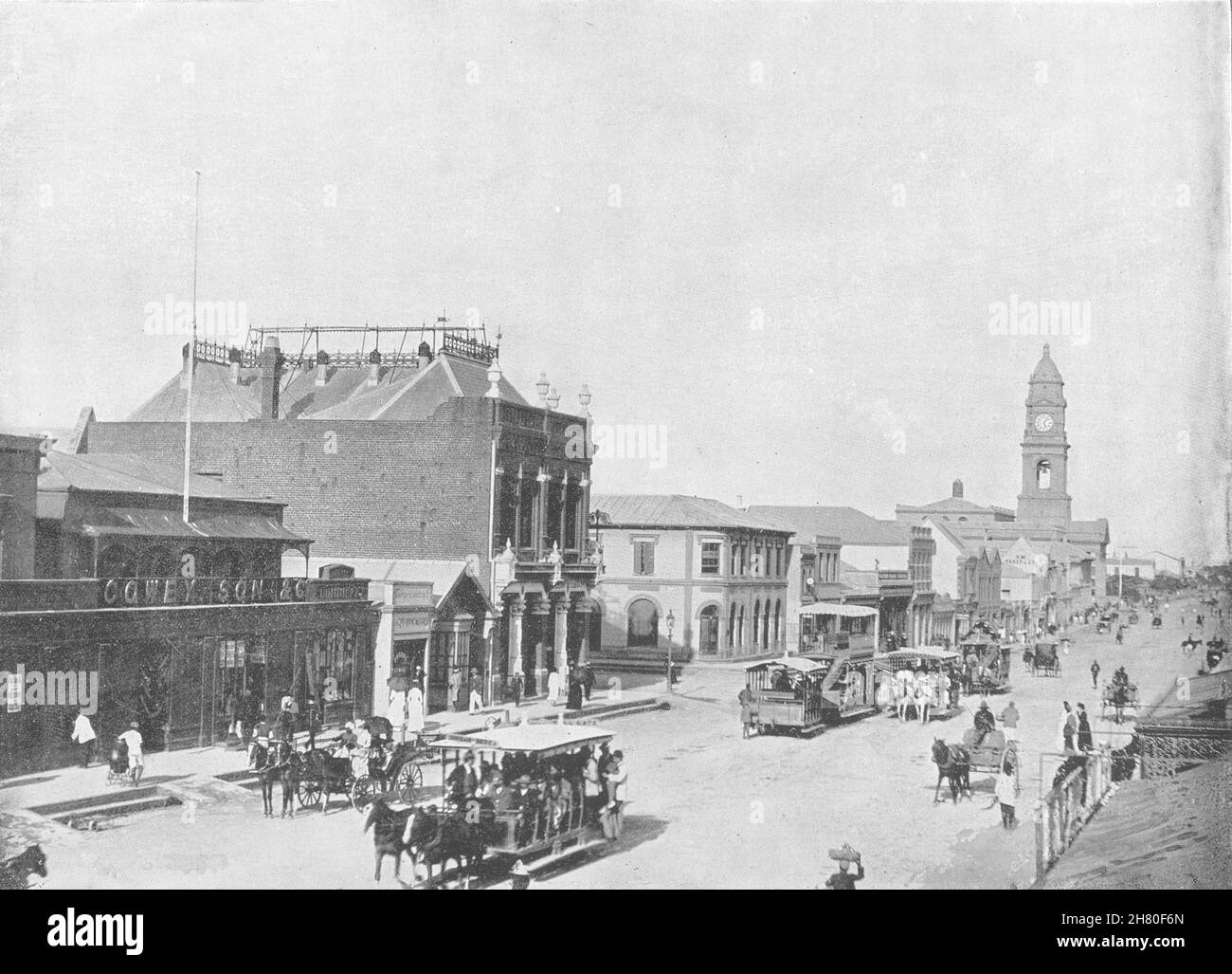 SOUTH AFRICA. Durban- Looking up West street 1895 old antique print picture Stock Photo