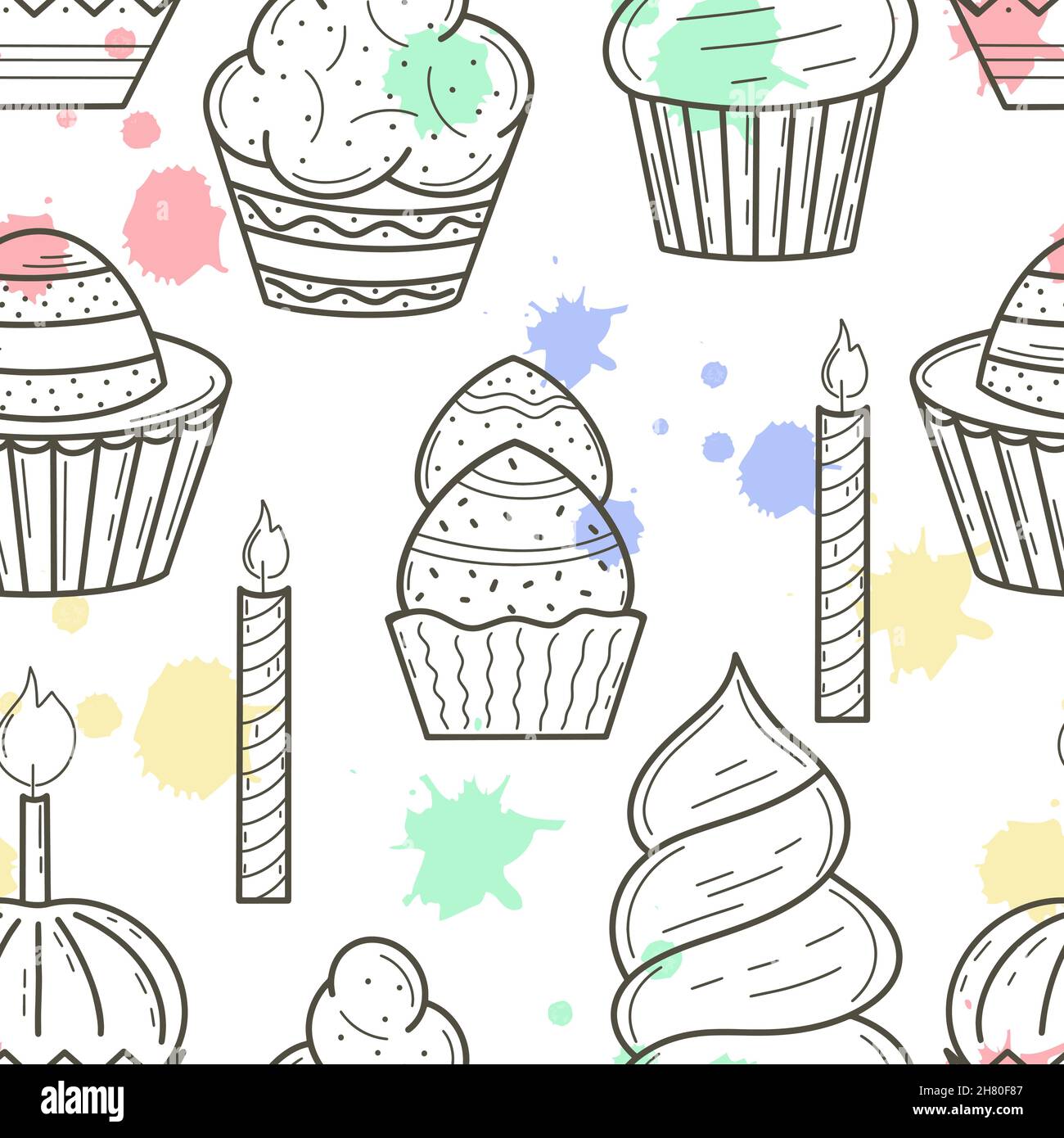 Cakes seamless pattern, vector illustration Stock Vector Image & Art ...