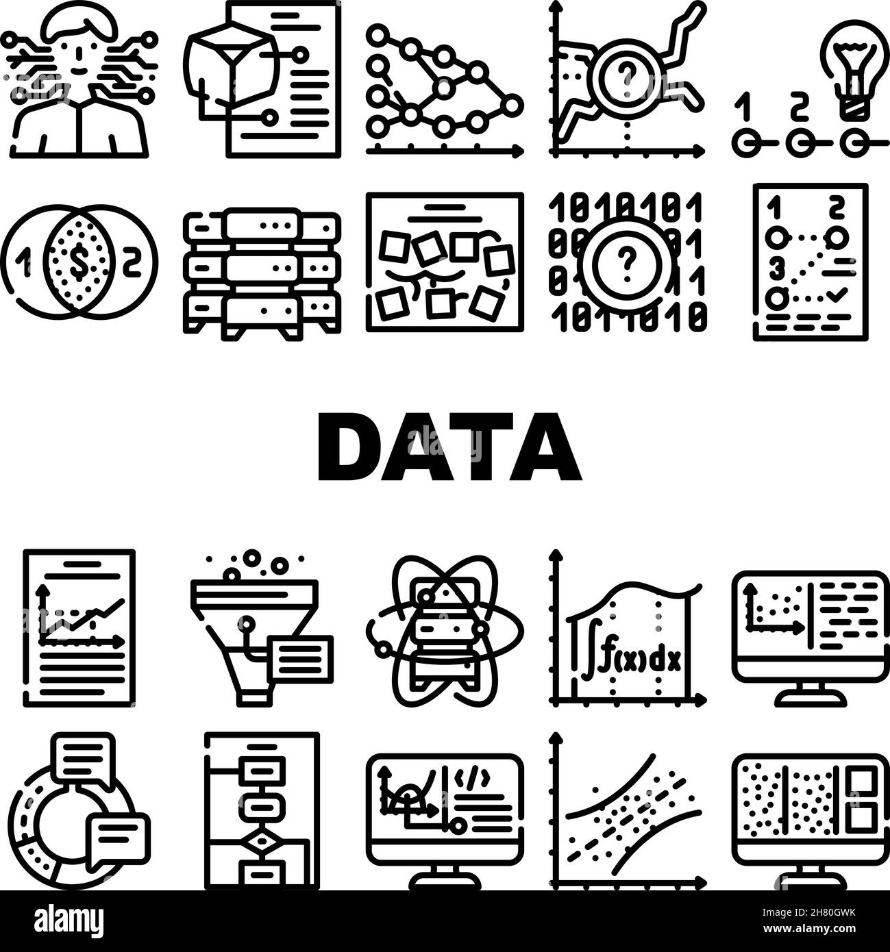 Data Science Innovate Technology Icons Set Vector Stock Vector Image