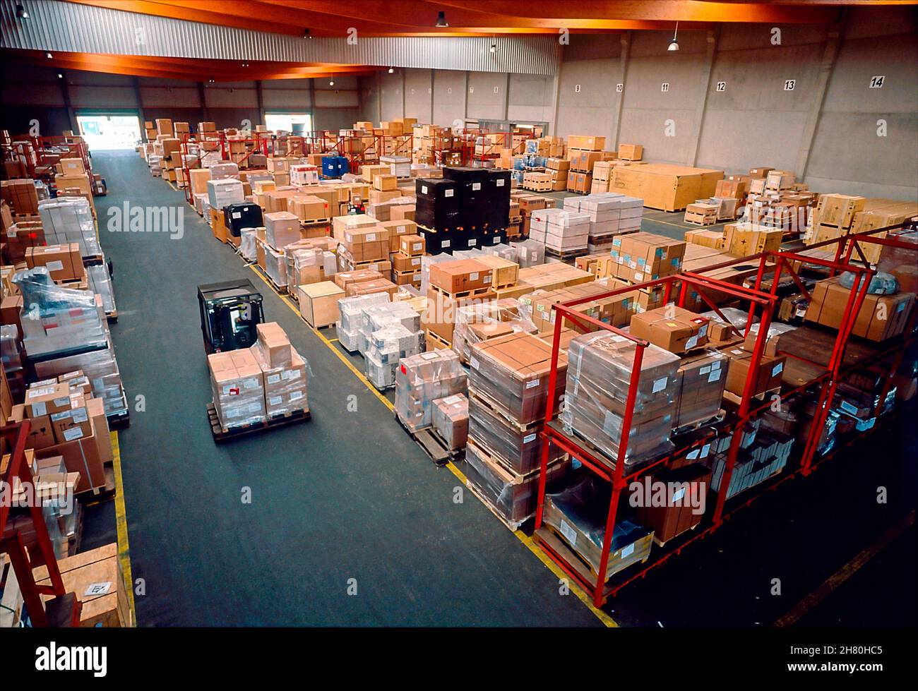 Inside a warehouse of a container packing center at Tollerort Terminal in the Port of Hamburg, Germany Stock Photo