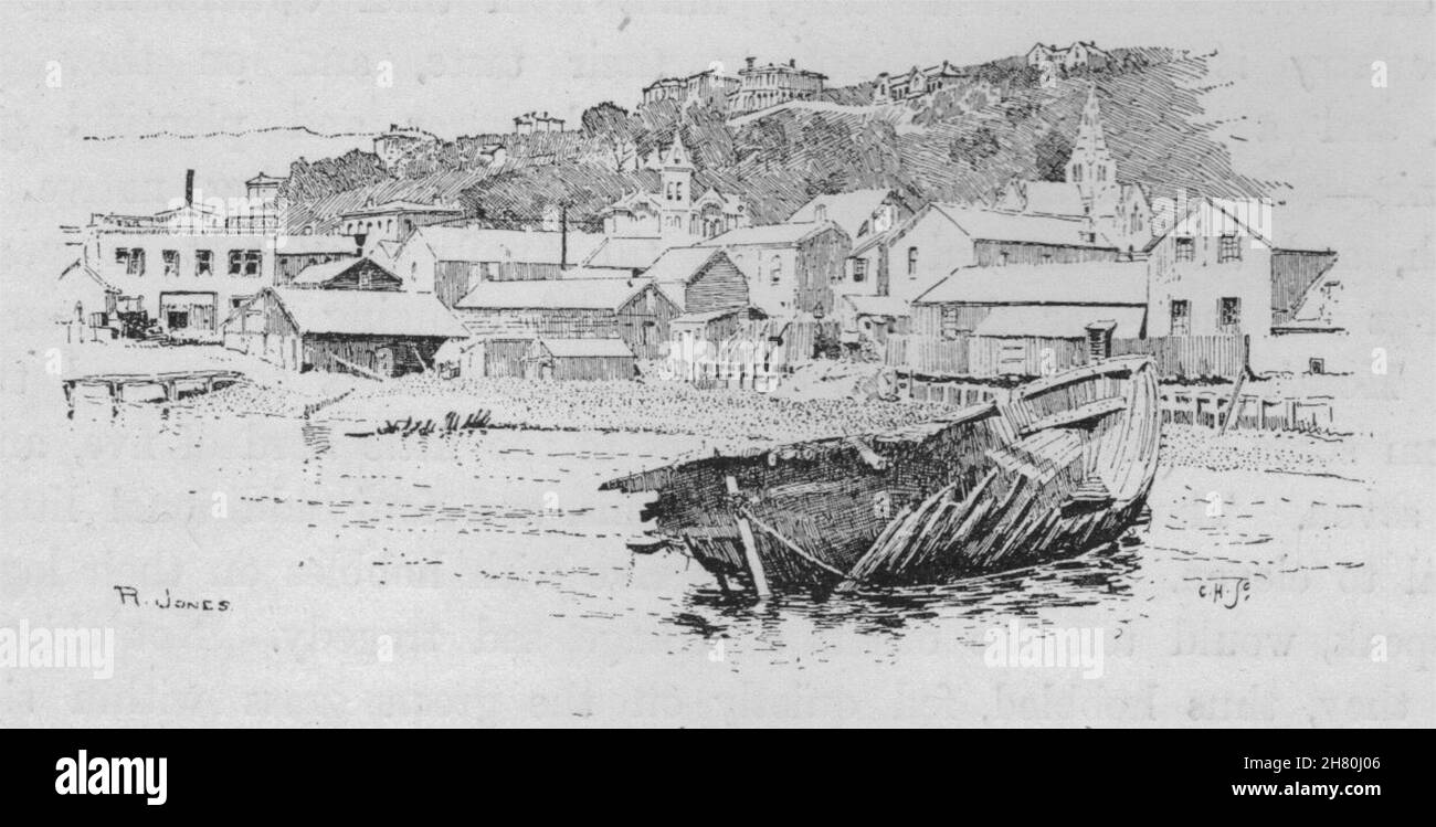 Te Aro Foreshore (before Reclamation). Wellington environs. New Zealand 1890 Stock Photo
