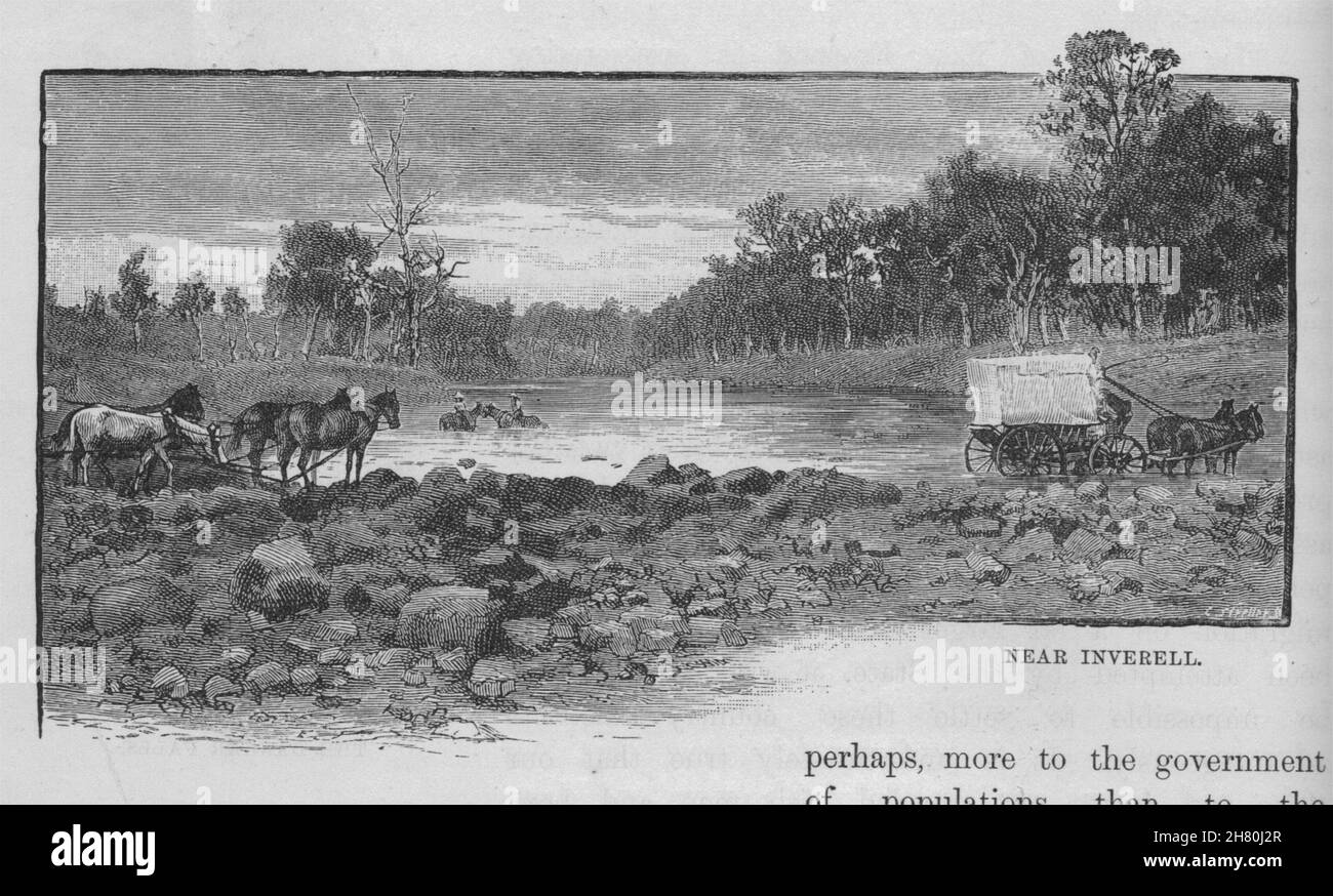 Near Inverell. Australia 1890 old antique vintage print picture Stock Photo