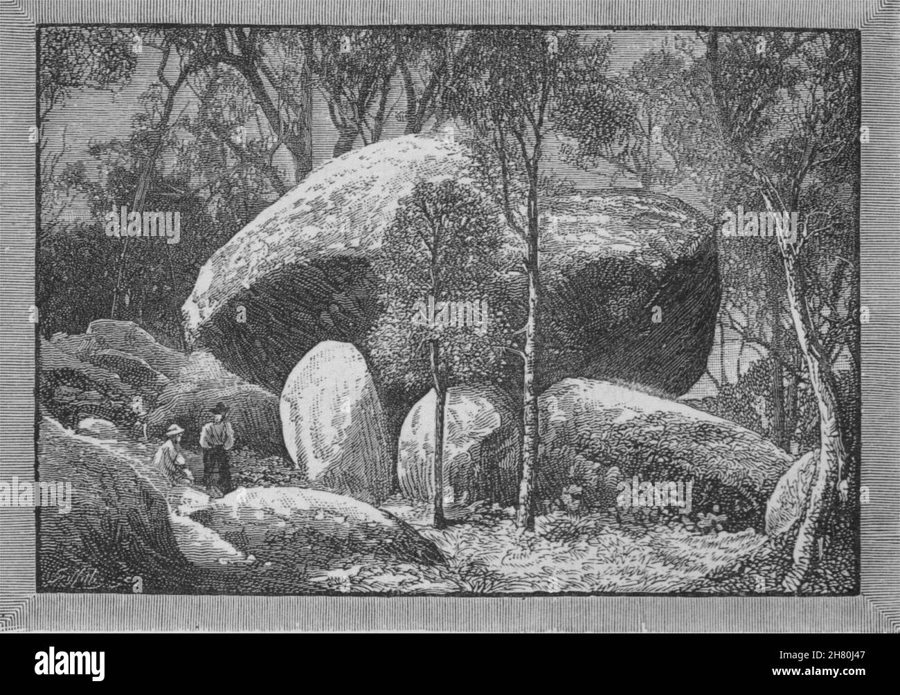 Granite Rocks near Tenterfield. Australia 1890 old antique print picture Stock Photo