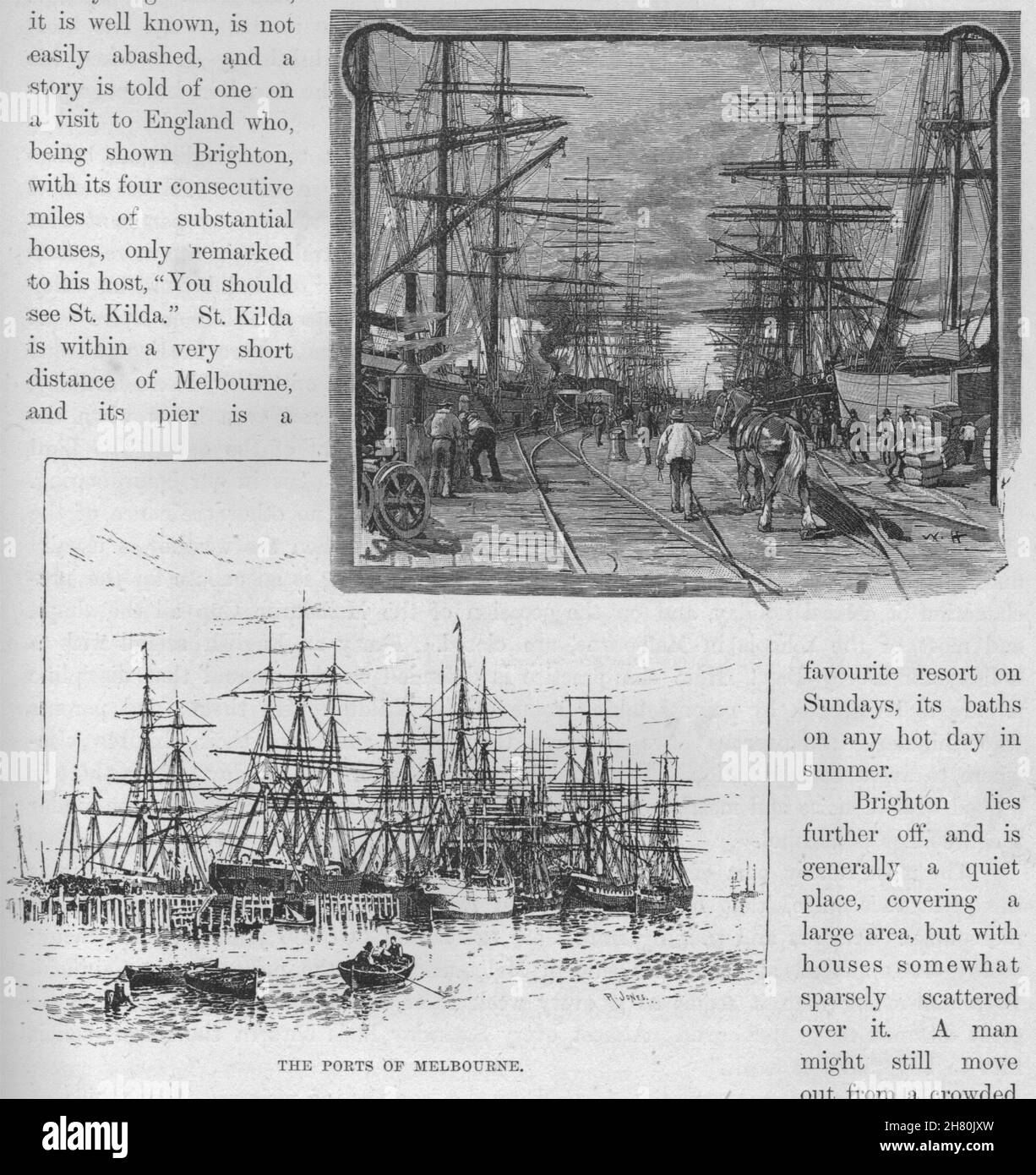 The Ports of Melbourne. Melbourne. Australia 1890 old antique print picture Stock Photo