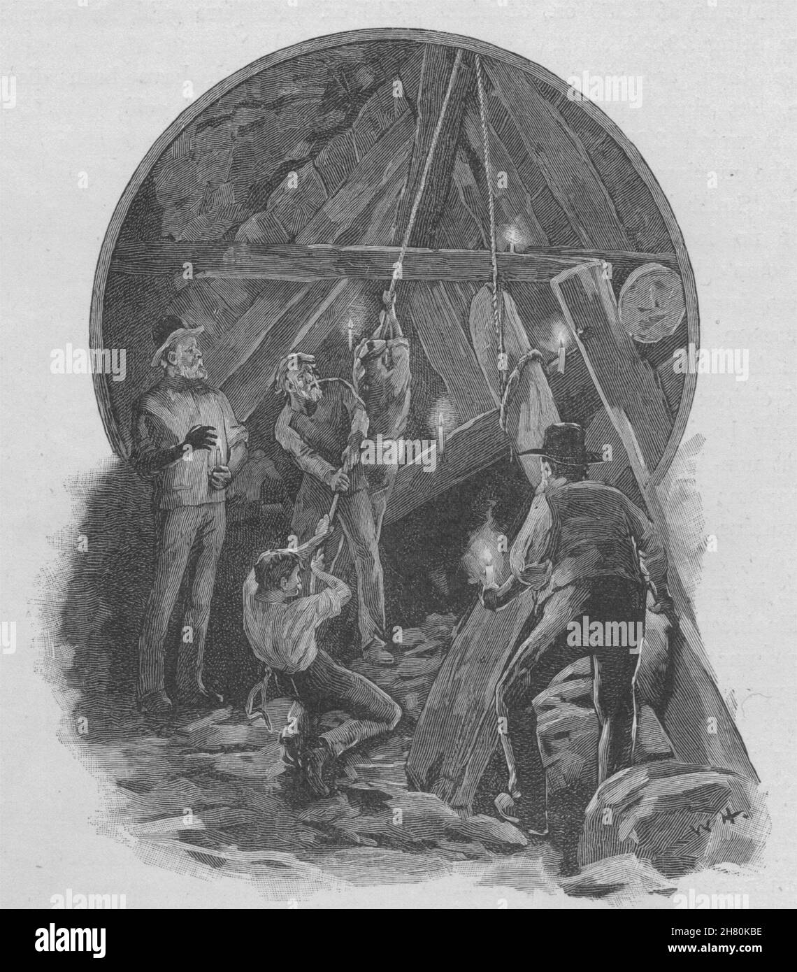 'Timbering'. Gold. Australia 1890 antique vintage print picture Stock Photo