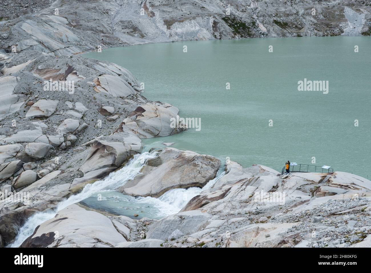 Mountainscape with the source of the Rhone, Oberwald, Valais, Switzerland, Europe Stock Photo