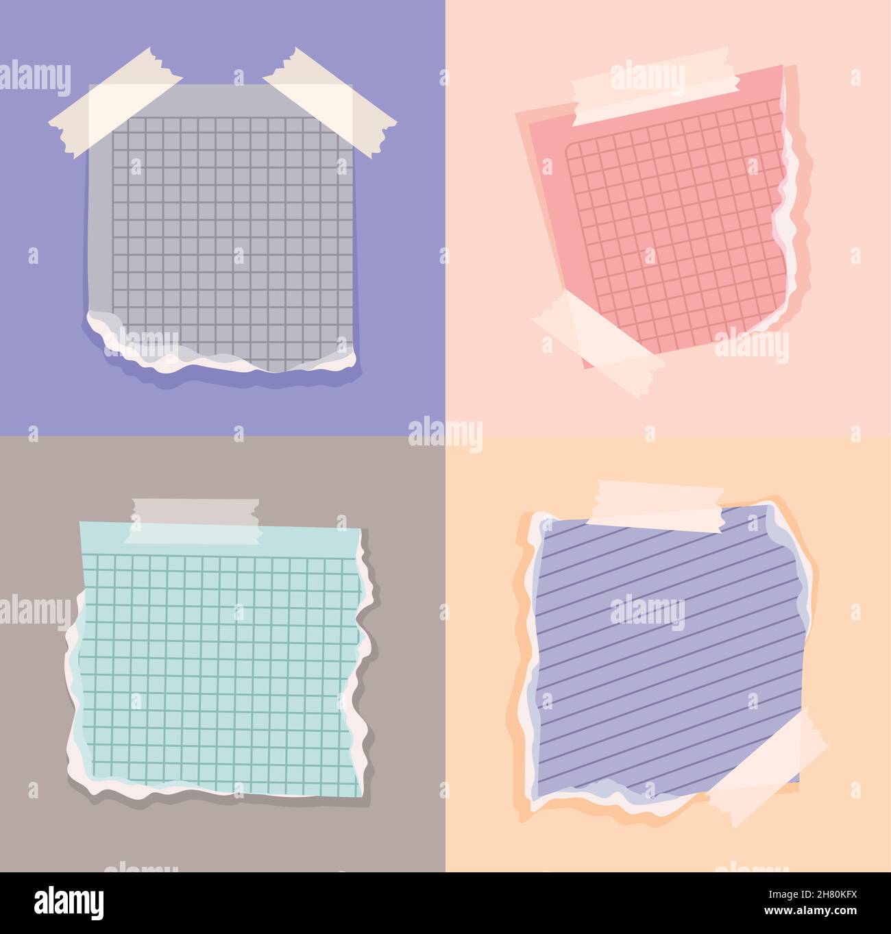 four rip pages Stock Vector