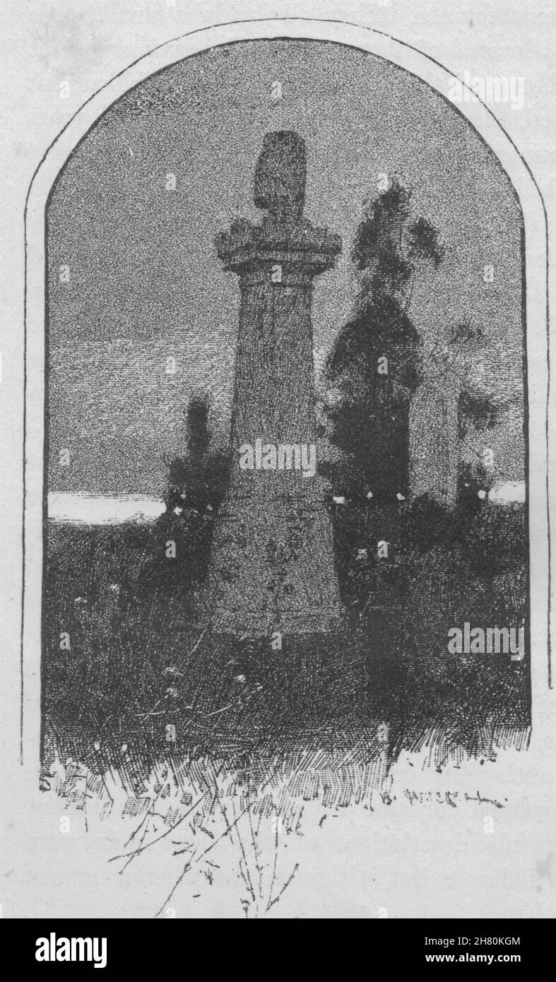 Monument to diggers who were killed. The Eureka stockade. Australia 1890 print Stock Photo