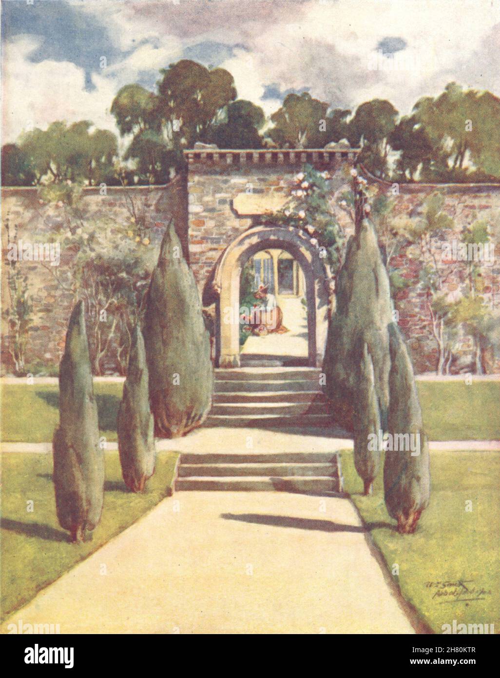 SCOTLAND. The Garden, Abbotsford 1912 old antique vintage print picture Stock Photo