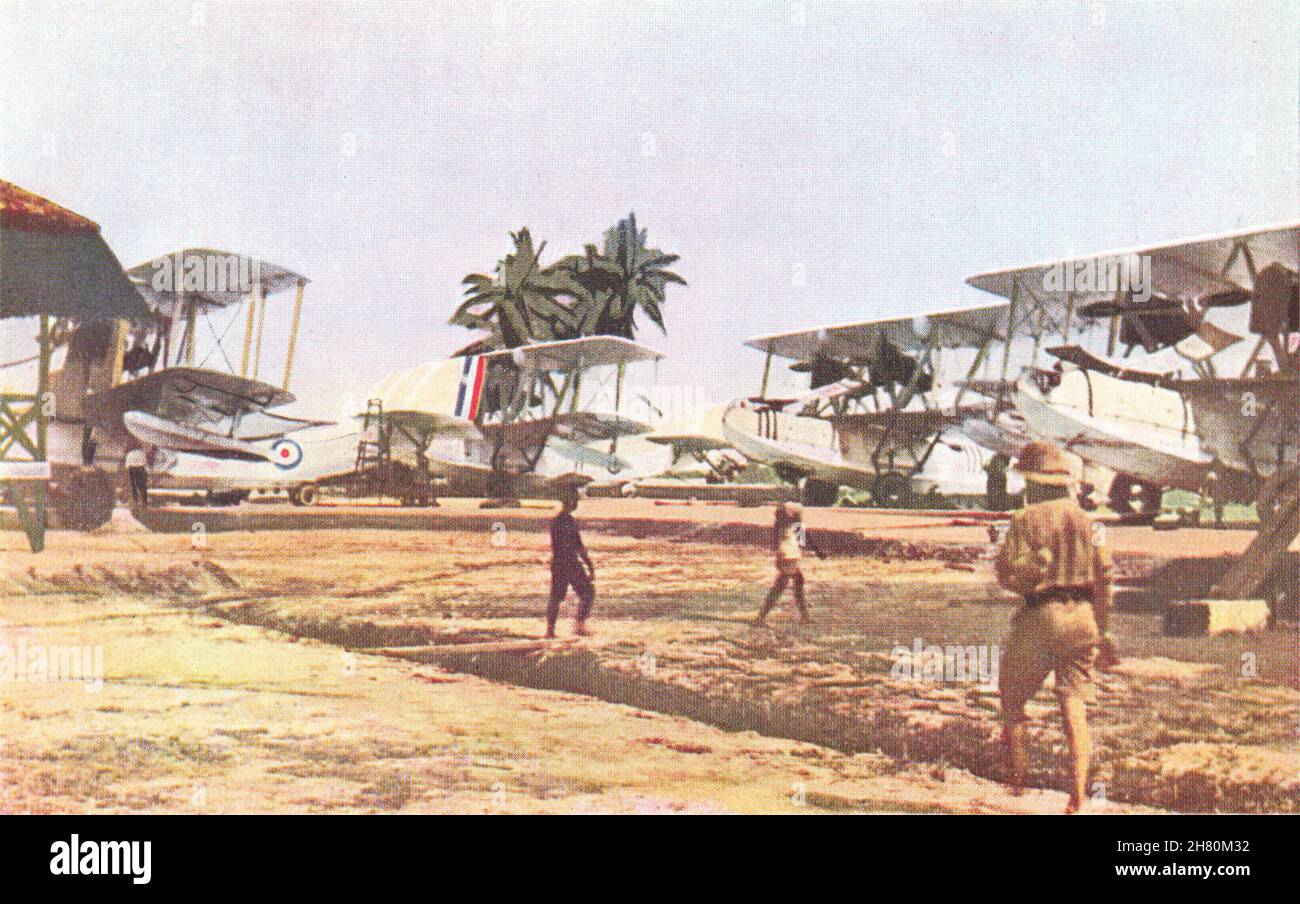 SINGAPORE. Four Southampton Napiers at Singapore Air Base 1930 old print Stock Photo