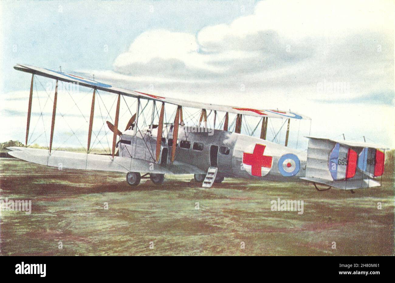 AIRCRAFT. Vickers Vimy ambulance aeroplane 1930 old vintage print picture Stock Photo