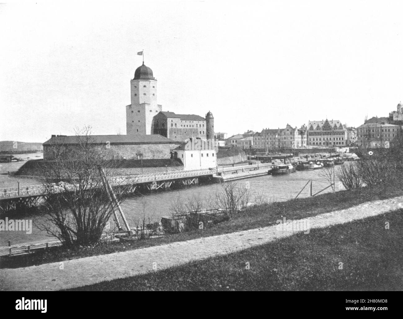 FINLAND. Viborg Castle and inner Harbour 1908 old antique print picture Stock Photo