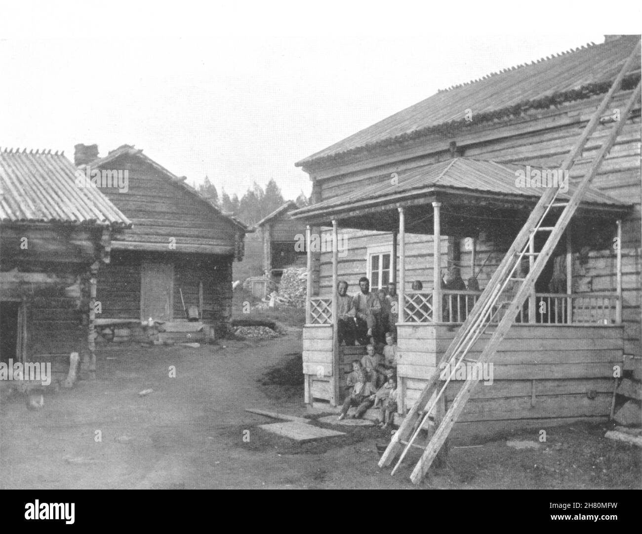 FINLAND. Old- Fashioned posting inn 1908 antique vintage print picture Stock Photo