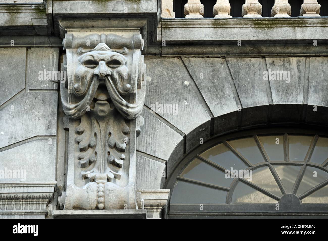 Mascaron of the Art Nouveau style in Bruges Stock Photo