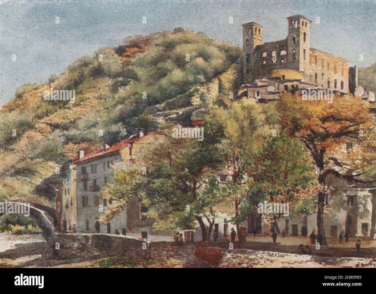 'Dolceacqua, with the Castle of the Doria' by William Scott. Italy 1907 print Stock Photo