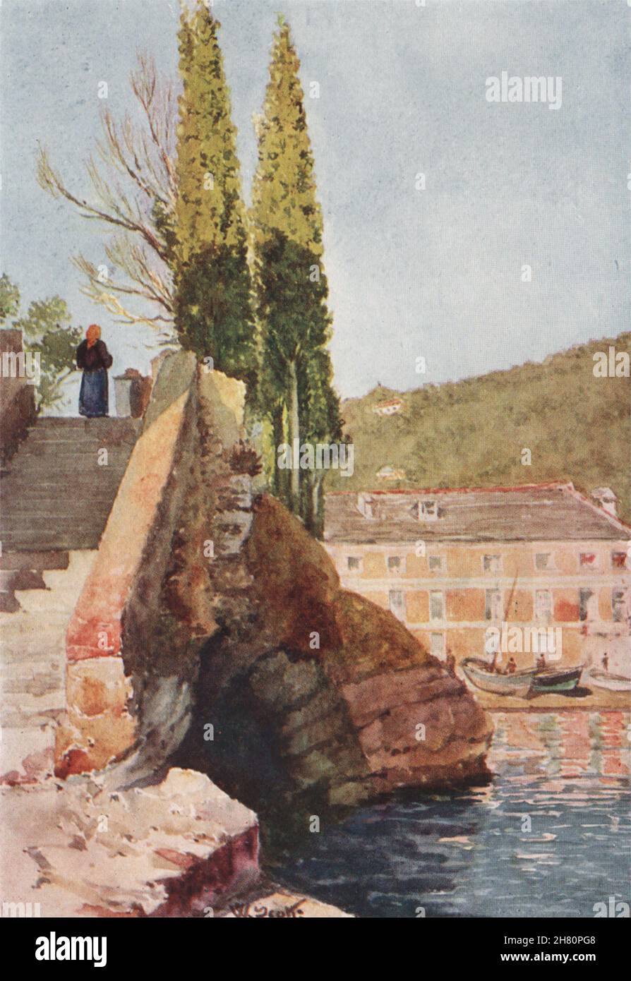 'The 'Cavetto di San Michele,' near Rapallo' by William Scott. Italy 1907 Stock Photo