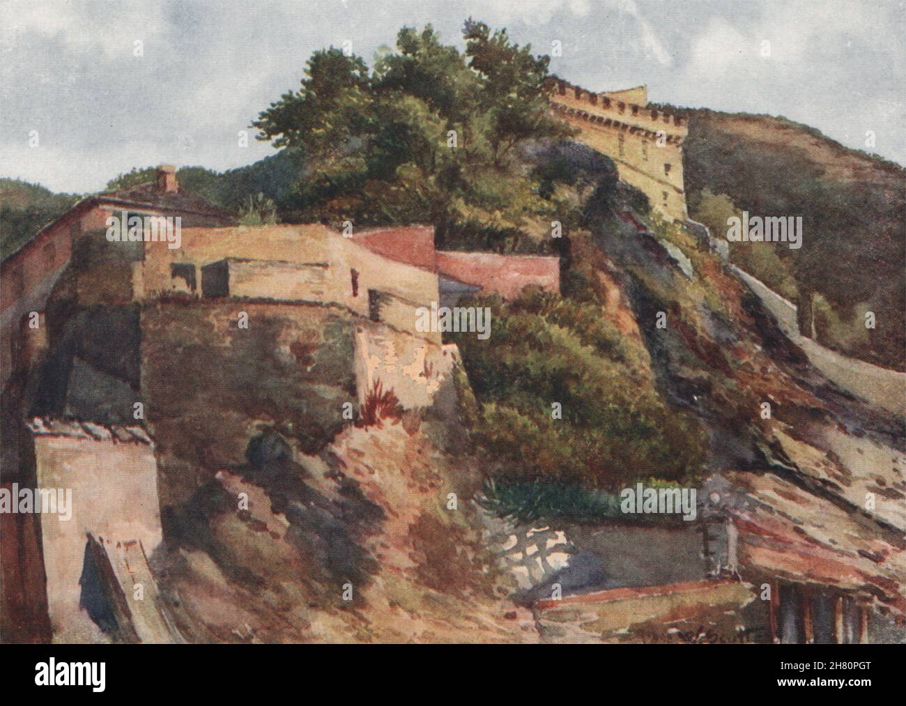'The Old Castle, Levanto' by William Scott. Italy 1907 antique print Stock Photo