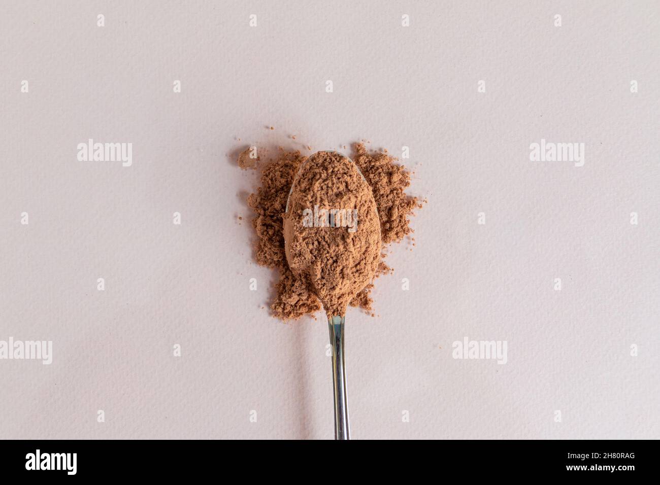 cocoa powder flat lay view, selective focus Stock Photo