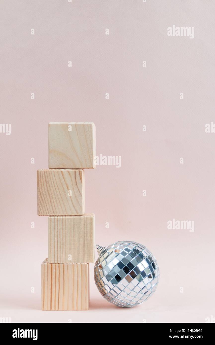 Wooden cubes pyramid, template for greeting card Stock Photo - Alamy