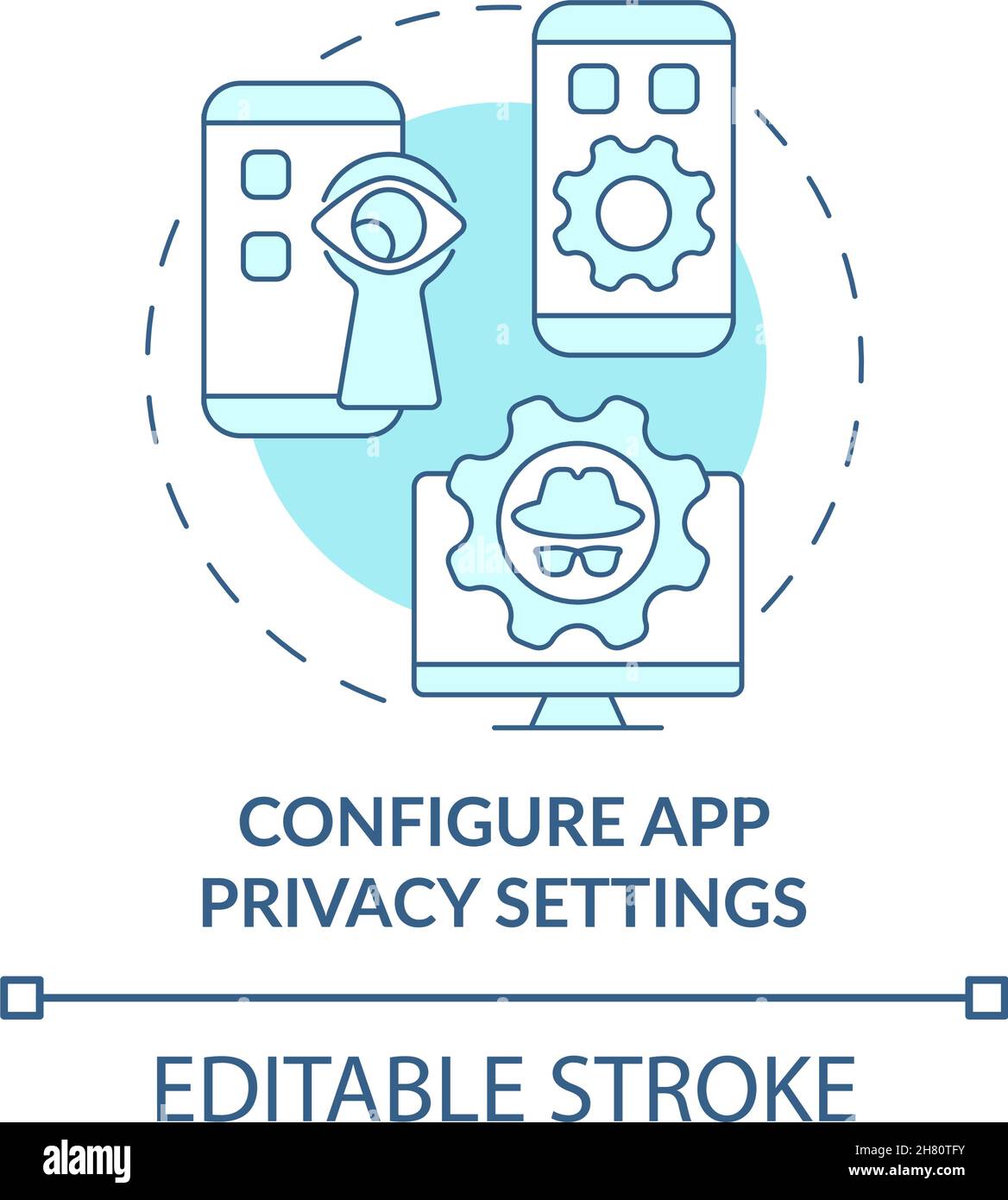 App privacy settings configuration concept icon Stock Vector Image