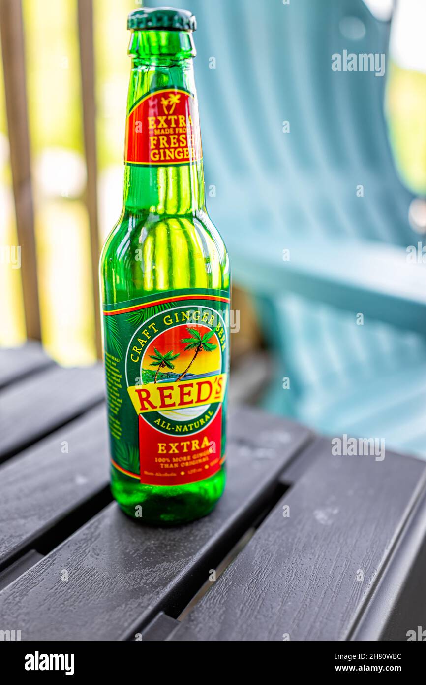 Sugar Mountain, USA May 31, 2021 Closeup of one glass bottle with