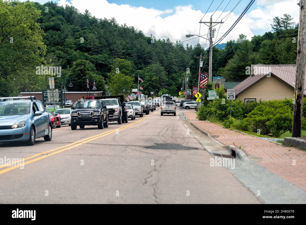 Banner Elk, USA June 23, 2021 Downtown Banner Elk road street in