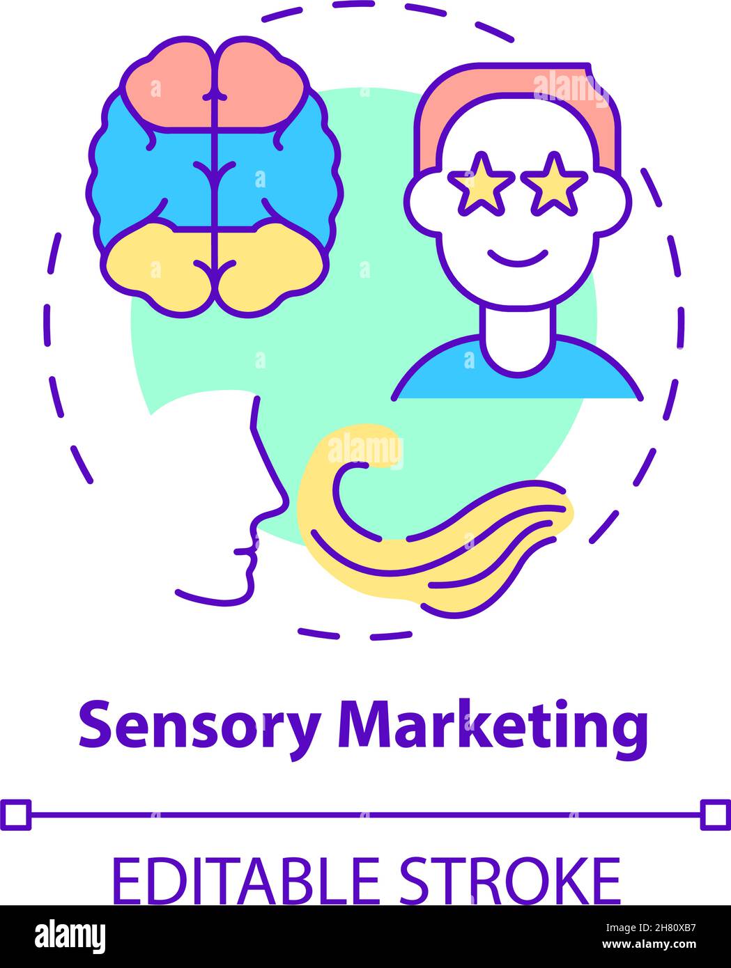 Sensory marketing concept icon Stock Vector