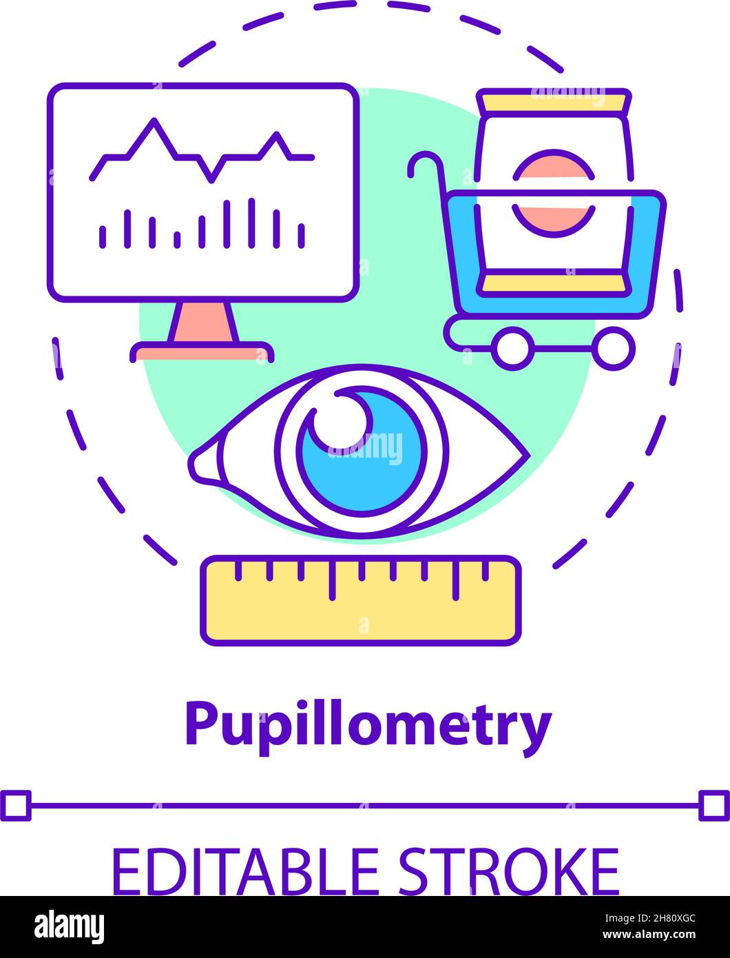 Pupillometry concept icon Stock Vector