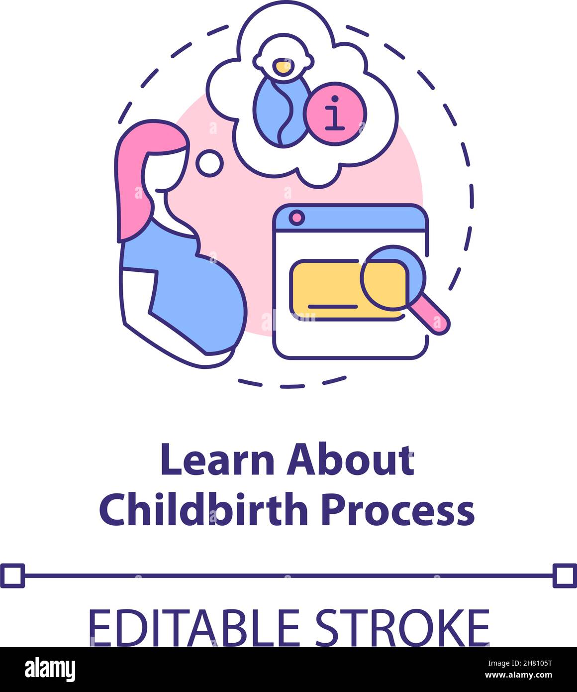 Learn about childbirth process concept icon Stock Vector Image & Art ...